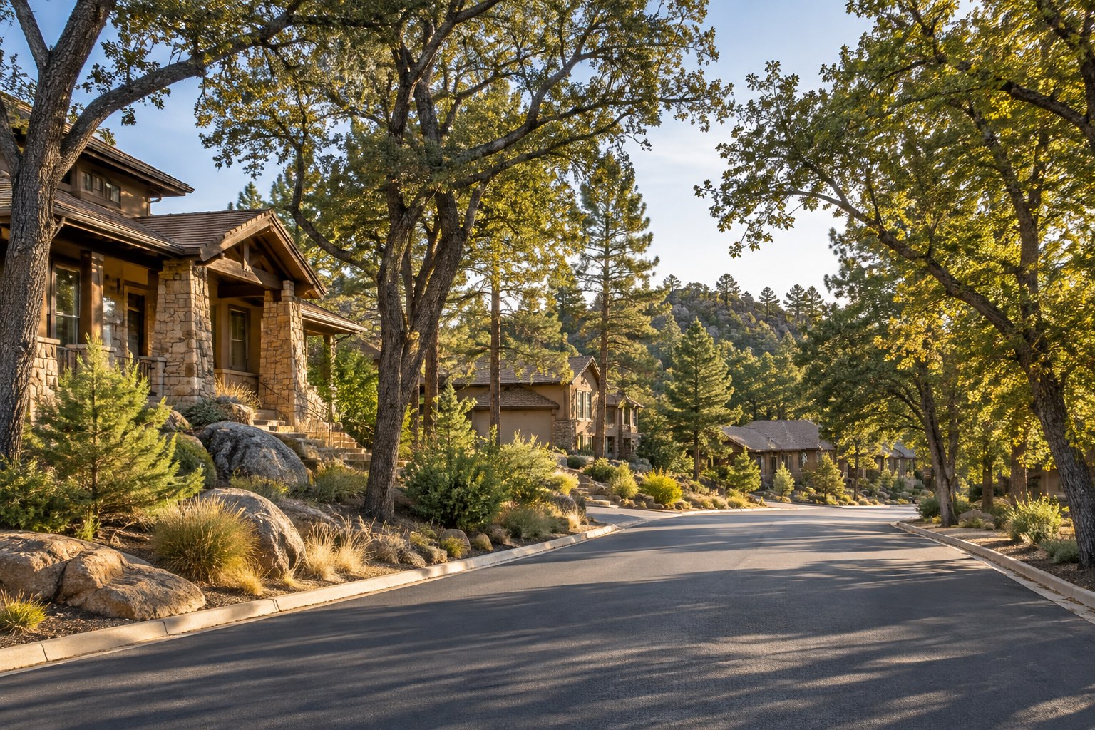 A Prescott street with homes, illustrative